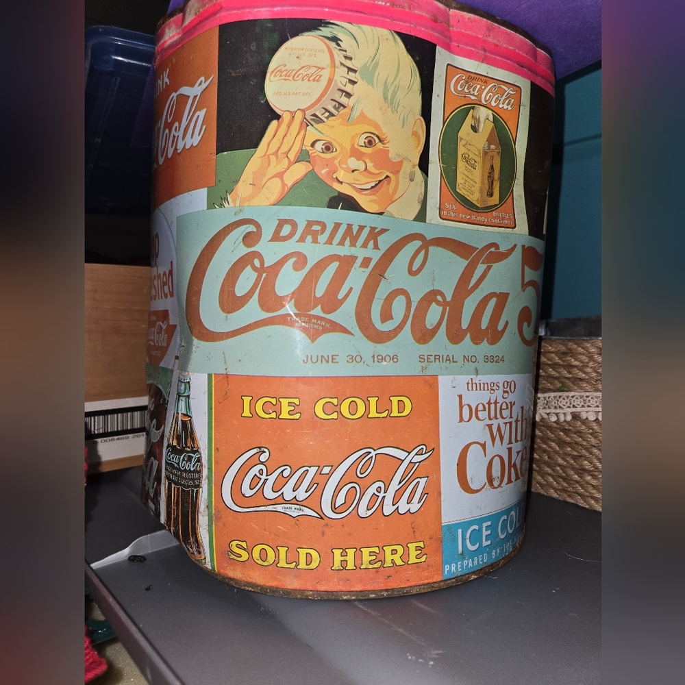 Vtg Coca Cola Pop Corn Tin Replica Nostalgic Advertising Collectible Tin
